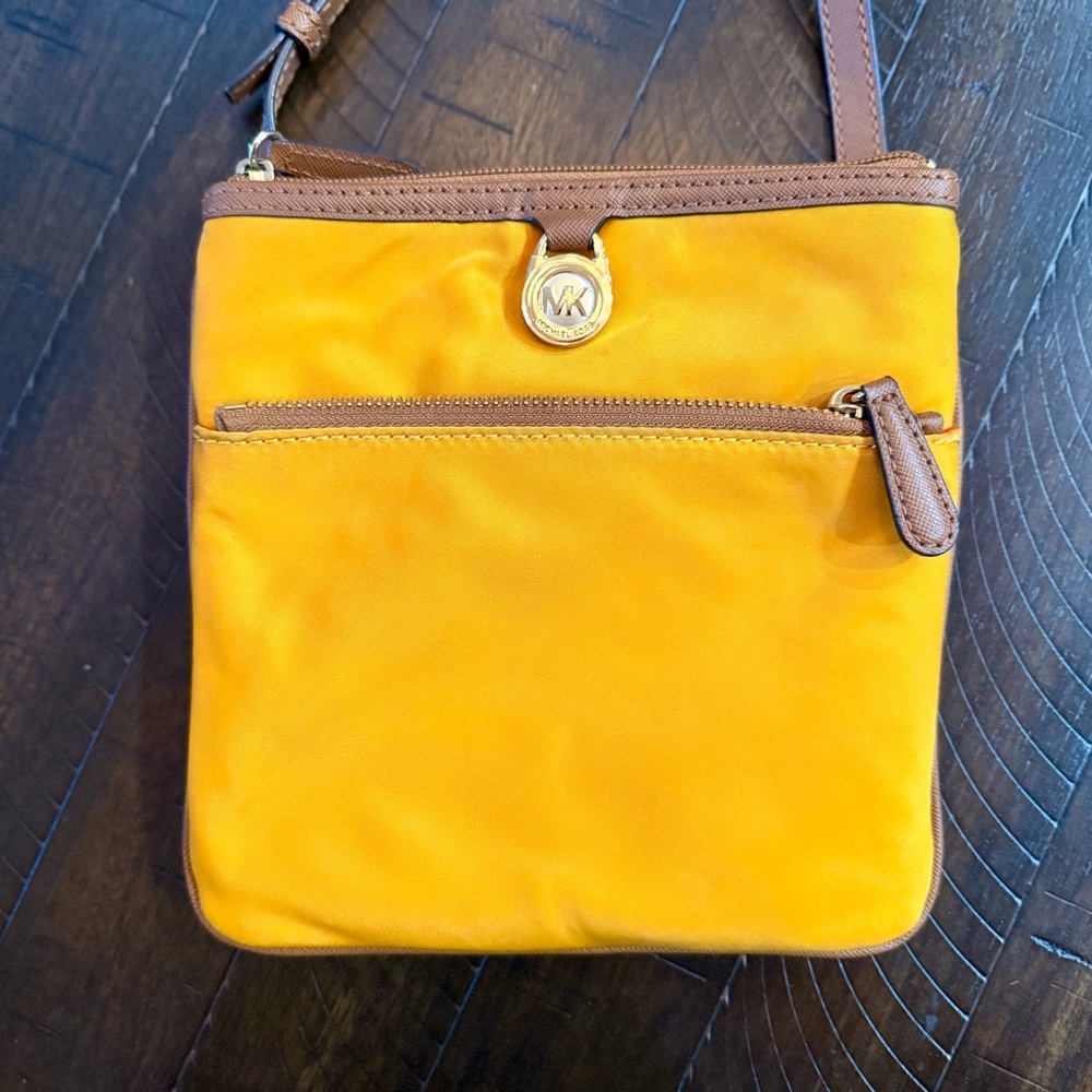 Michael Kors Yellow Crossbody Bag with Gold Accents